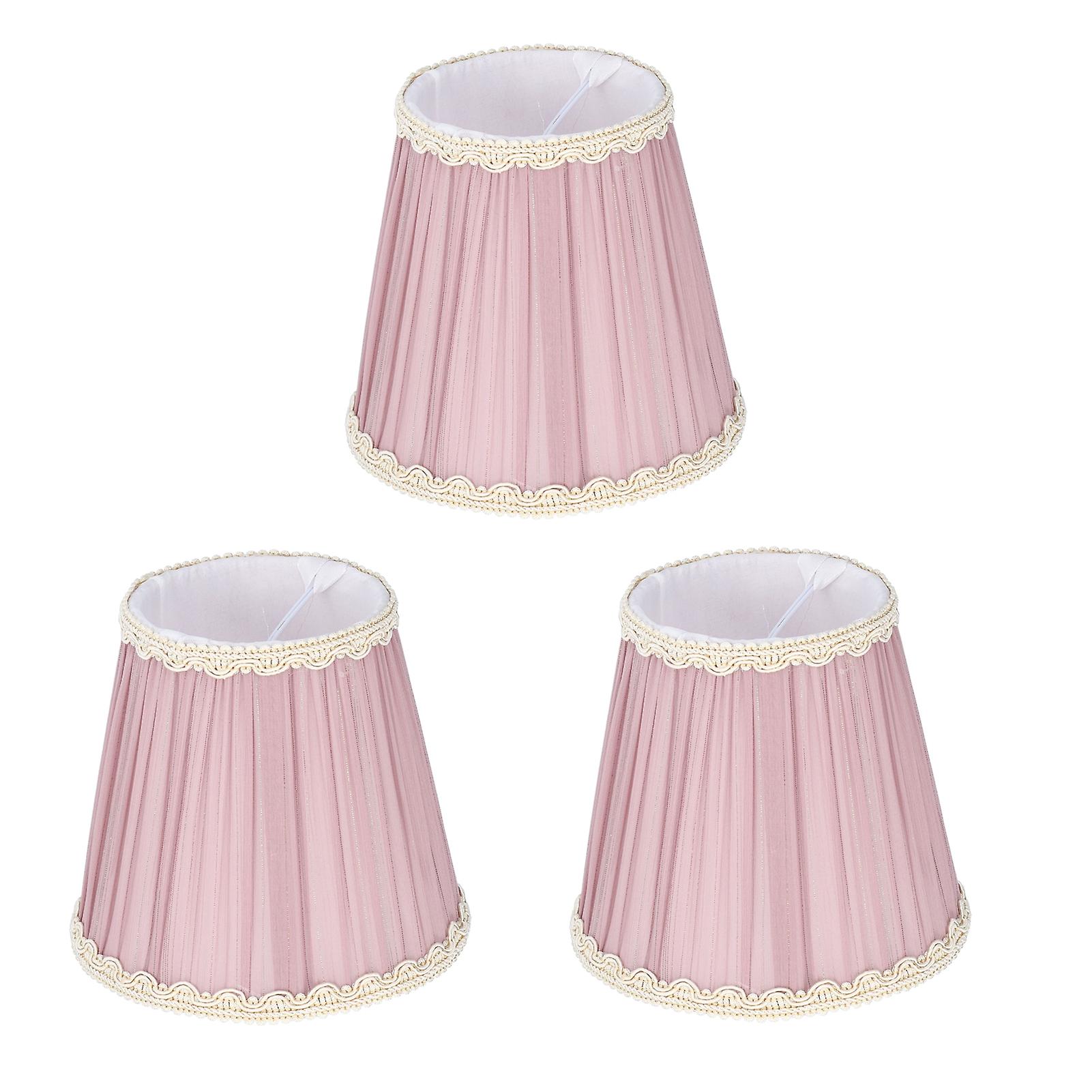 3pcs Cloth Lamp Shade E14 Clipon Lampshade For Candle Chandelier Wall Lamp Table Light Indoor Decor(light Purple )