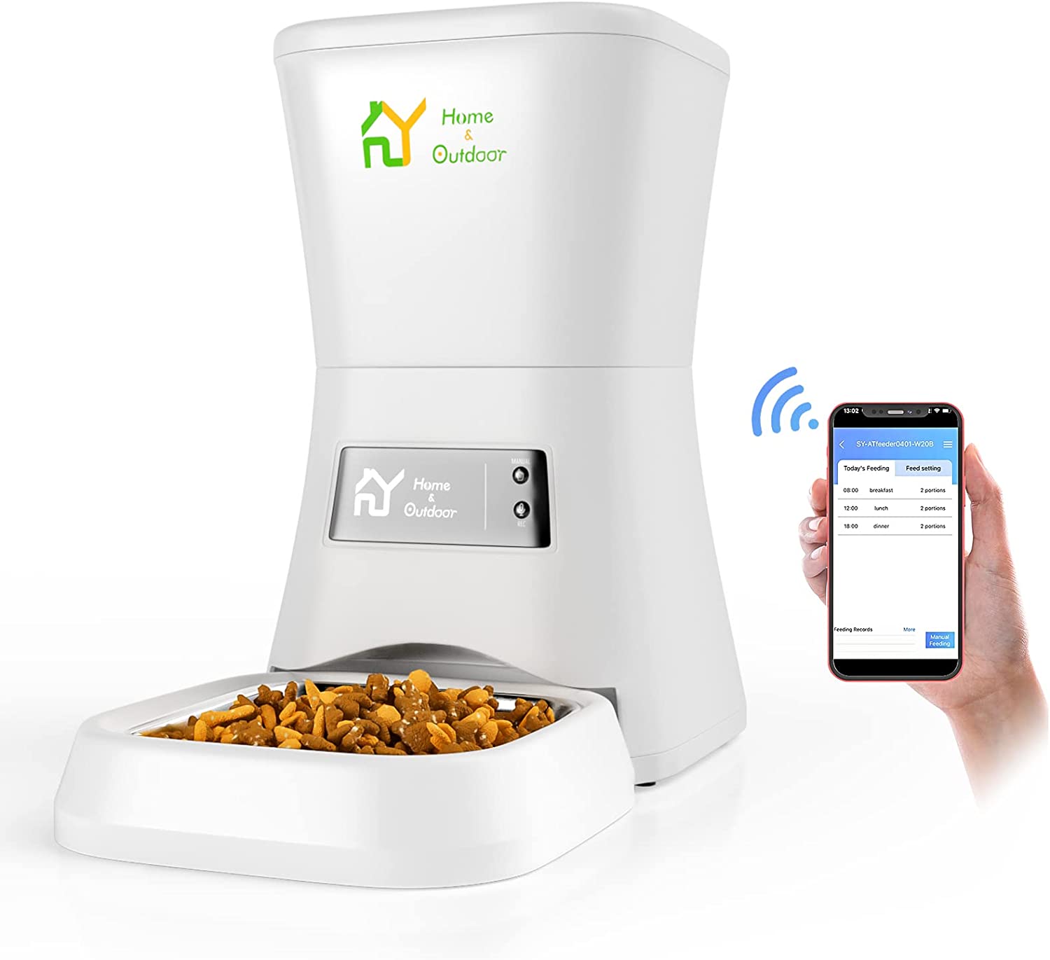 S.Y. 7L Automatic Cat Feeder Wi-Fi Enabled Smart Pet Feeders for Dogs and Cats， Auto Timed Dry Food Dispenser with Portion Control， APP Control