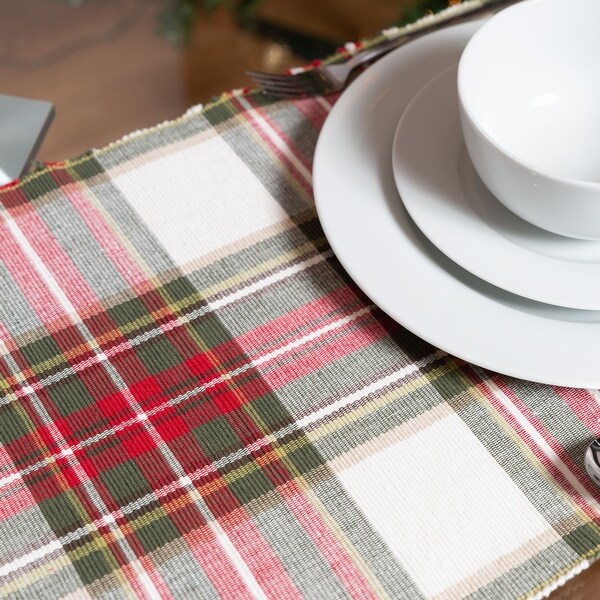 Fabstyles Celebration Plaid Cotton Table Runner Machine Washable