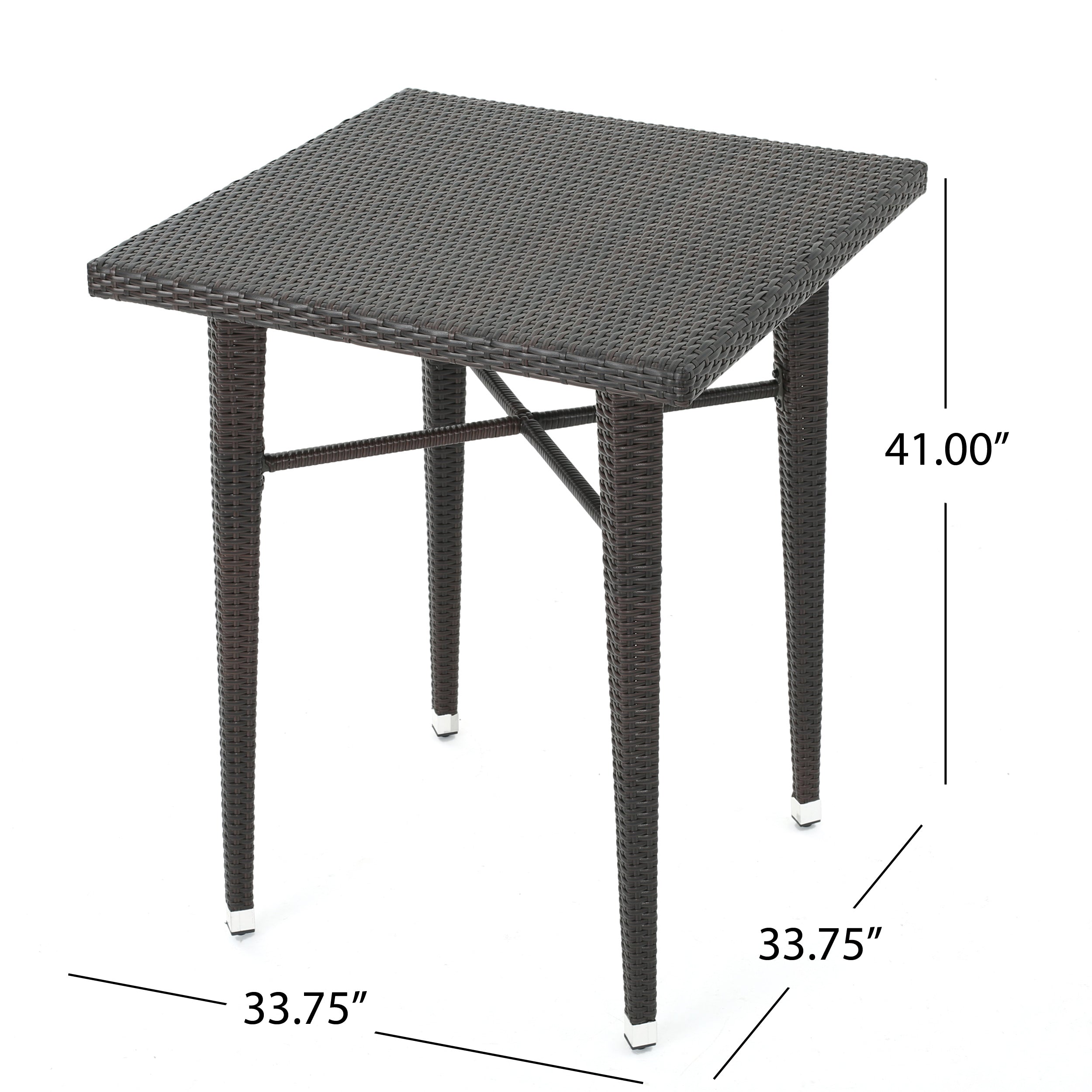 Dom Outdoor 32.5 Inch Square Multi-brown Wicker Bar Table