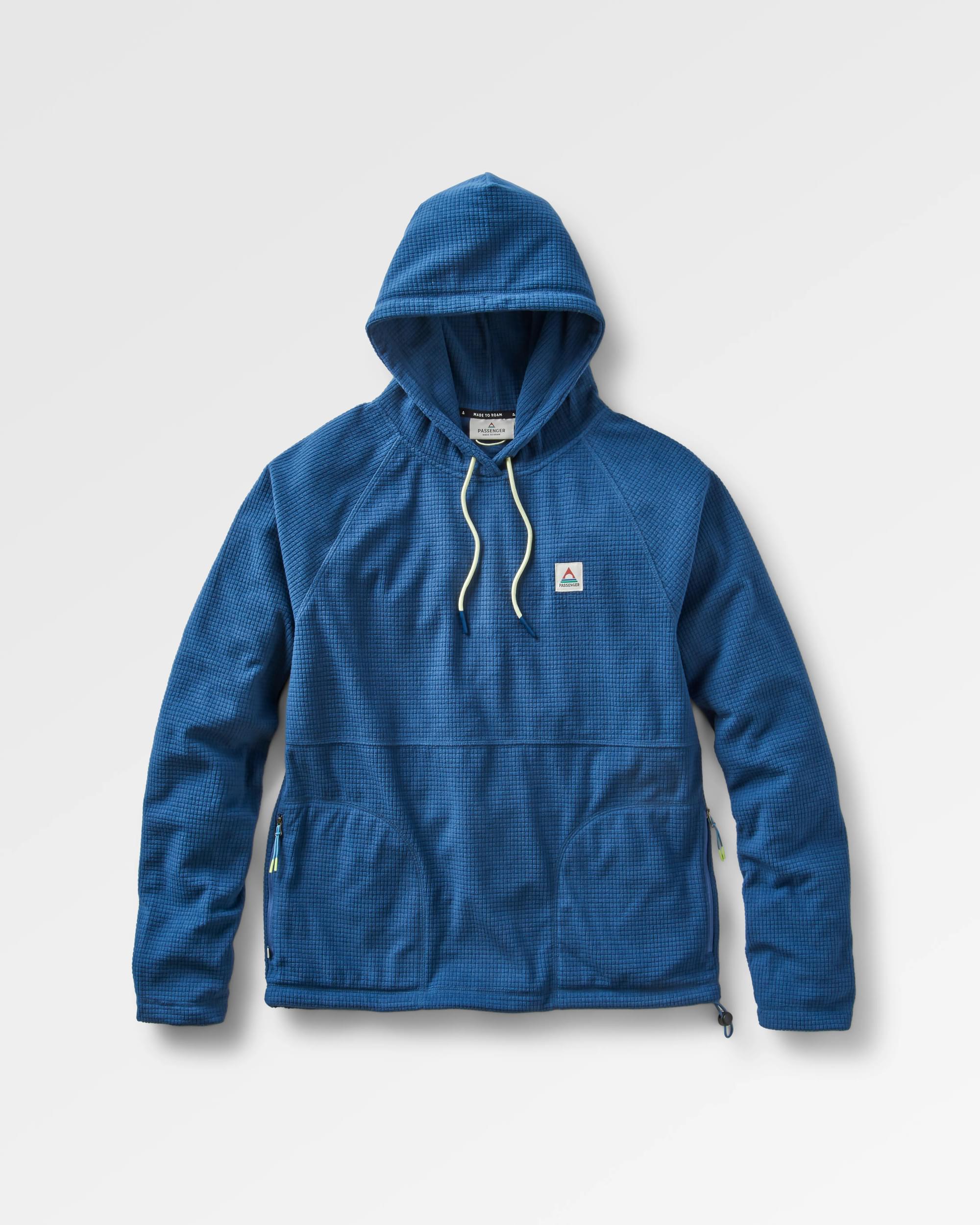 Point Recycled Grid Polar Fleece Hoodie - Dark Denim