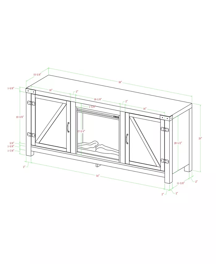 Walker Edison 58 Rustic Farmhouse Barn Door Fireplace TV Stand Storage Console - Barnwood