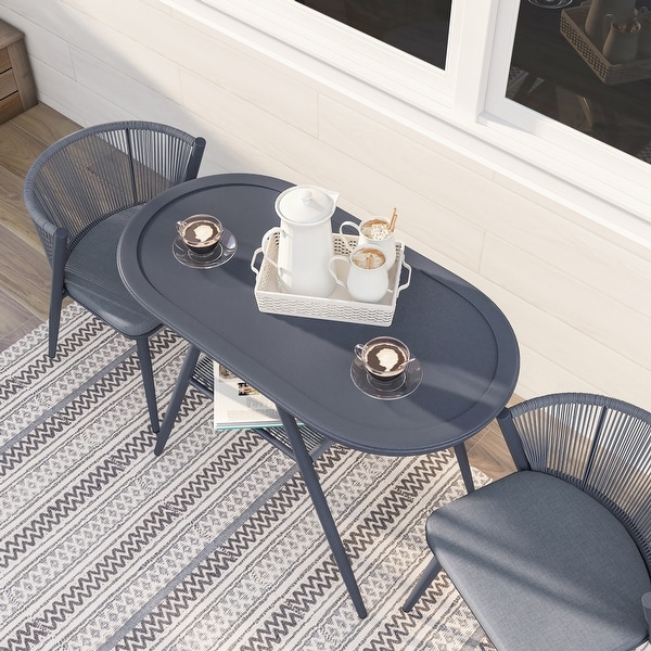 Small Space MidCentury Modern 3Piece Aluminum Outdoor Bistro Set by Furniture of America