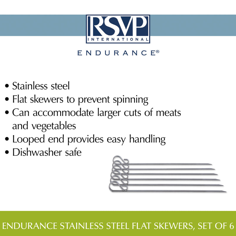 RSVP Endurance Set of 6 Flat Steel Grill Skewars