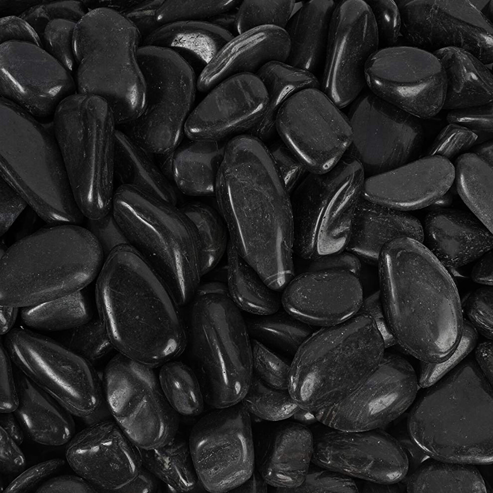 Rainforest, Outdoor Decorative Stone, Super Polished Pebbles, Black, 1-2", 20lbs.