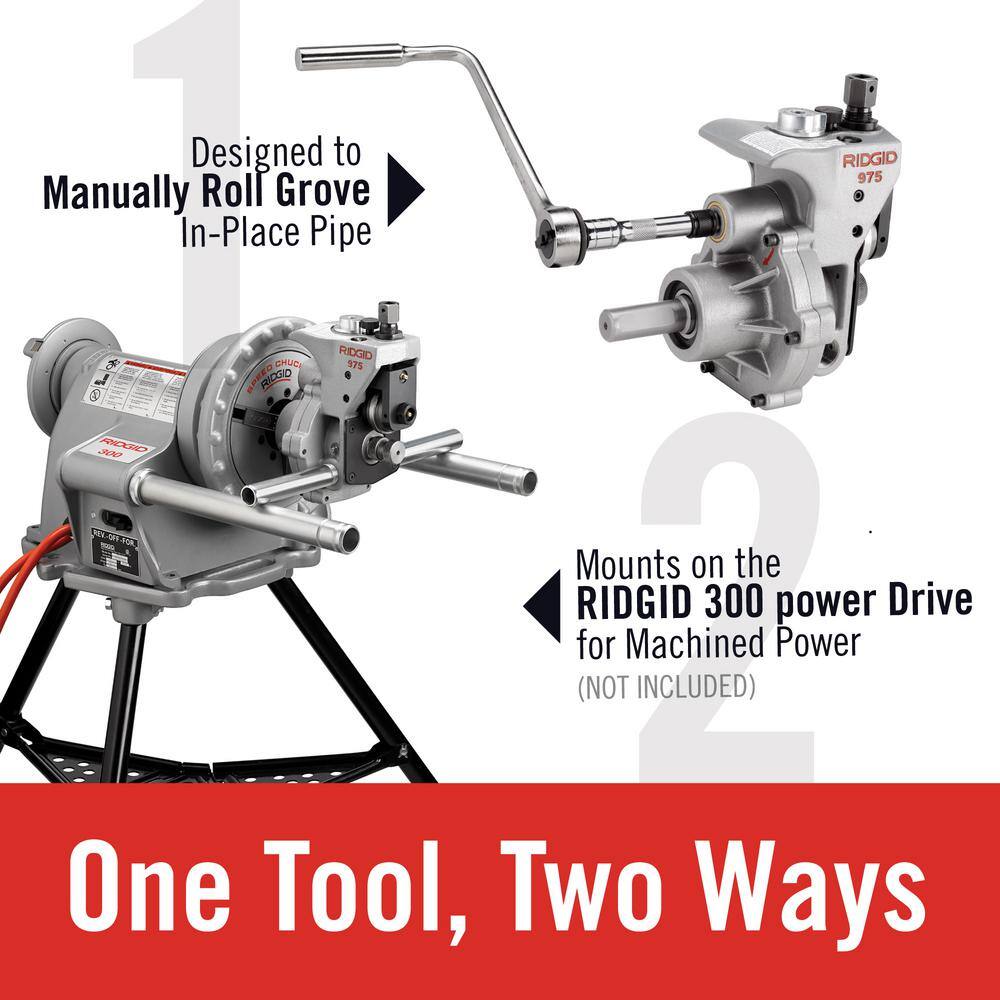 RIDGID 12 in. to 6 in. Pipe Capacity Model 975 2-in-1 Portable Combo Roll Grooving Machine - Manual Use or Power Drive Mount 25638