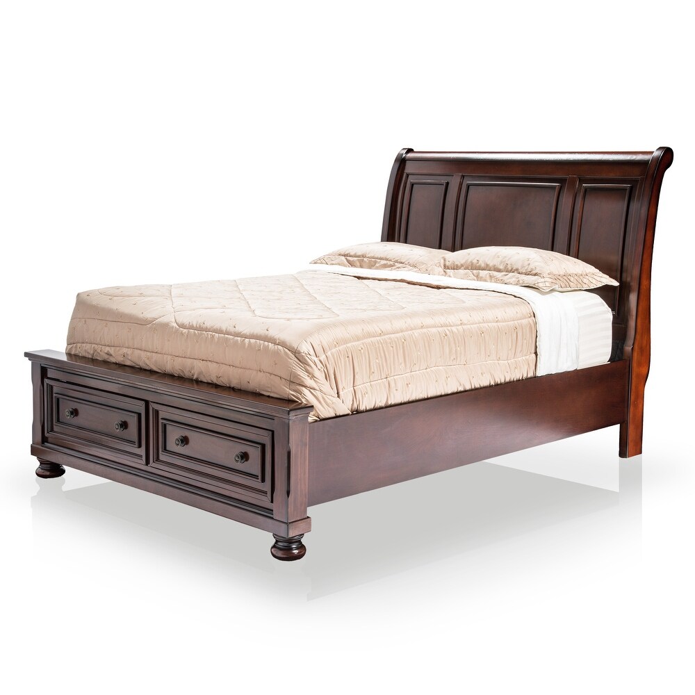 Barelle I Transitional Cherry Solid Wood Storage 3 piece Platform Bedroom Set with USB Port by Furniture of America