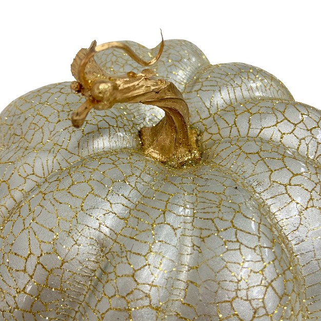 Champagne Gold Crackled Fall Harvest Pumpkin Decoration