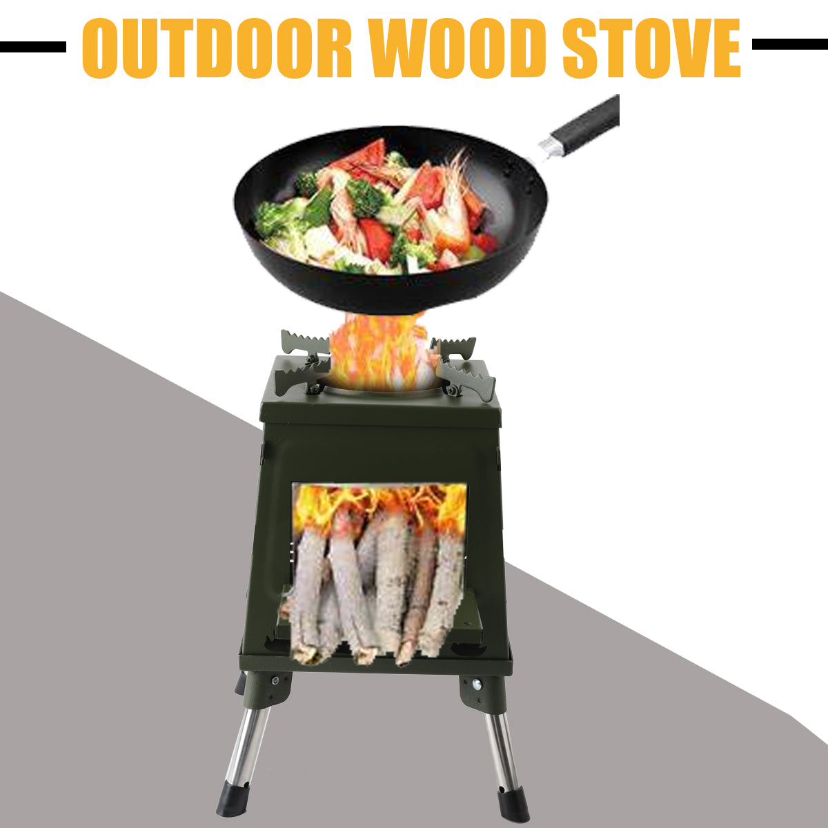 ECUTEE 8.7 inch Wood Burning Stove Outdoor Portable Camping Stove for Tent For Camping, Ice-Fishing, Cookout, Travelling(Green)