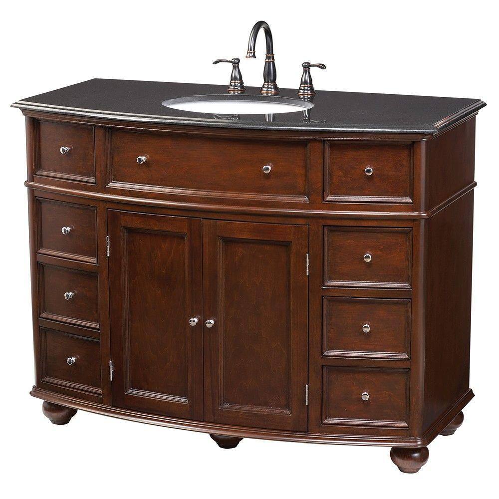 Home Decorators Collection Hampton Harbor 45 in. W x 22 in. D Bath Vanity in Sequoia with Granite Vanity Top in Black BF-23148-SQ