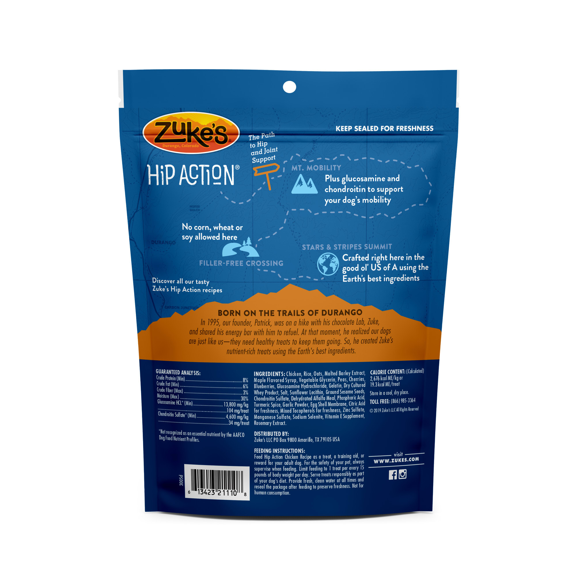 Zukes Hip Action Hip  Joint Chicken Recipe Dog Treats， 6 oz.