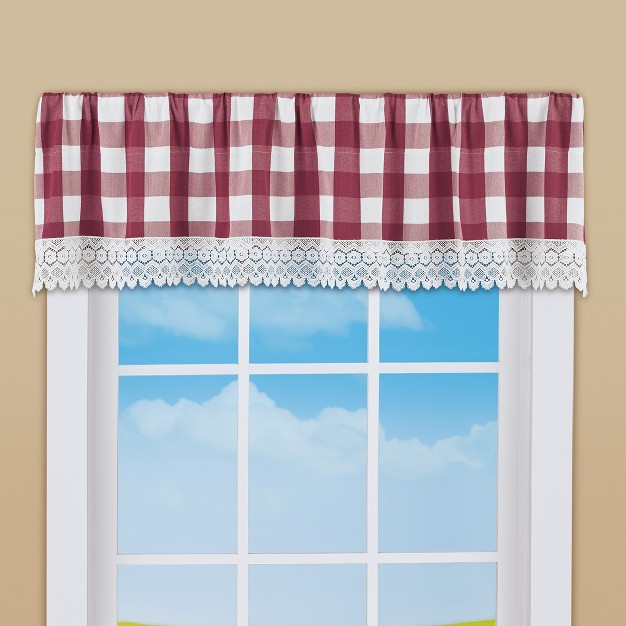 Collections Etc Buffalo Check Plaid Rod Pocket Top Window Valance