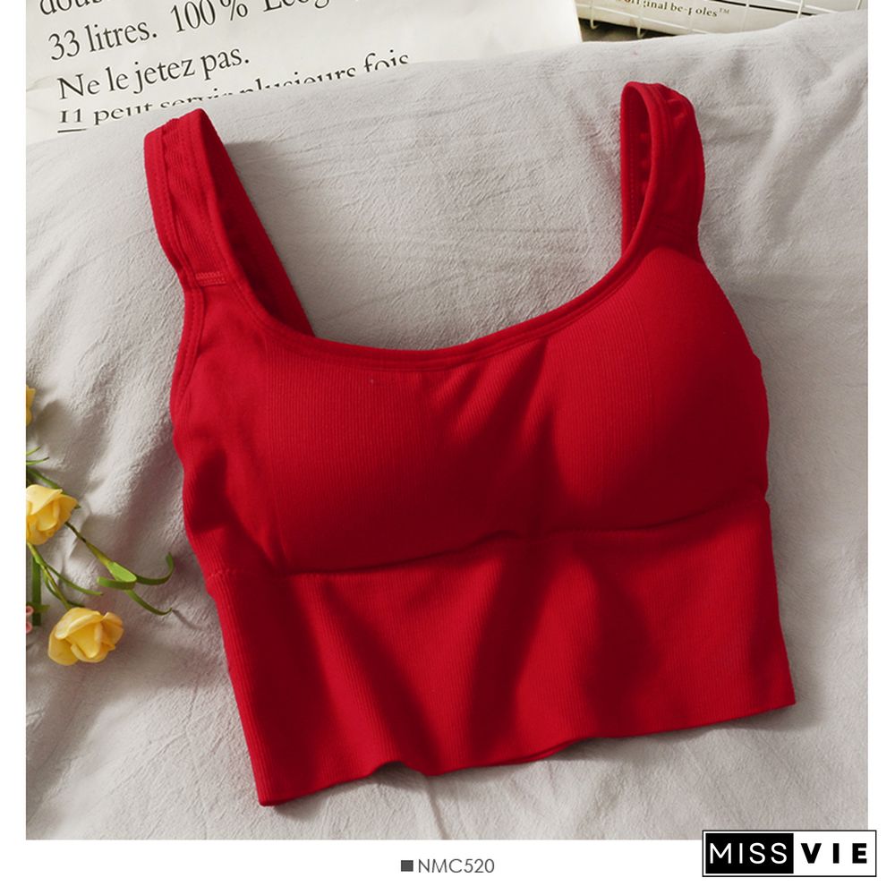 Pearl Diary Bra Tops Summer V Neck Rib Crop Tank Top With Detachable Bra Pads Sleevelss Solid Color Backless Sporty Bra Top