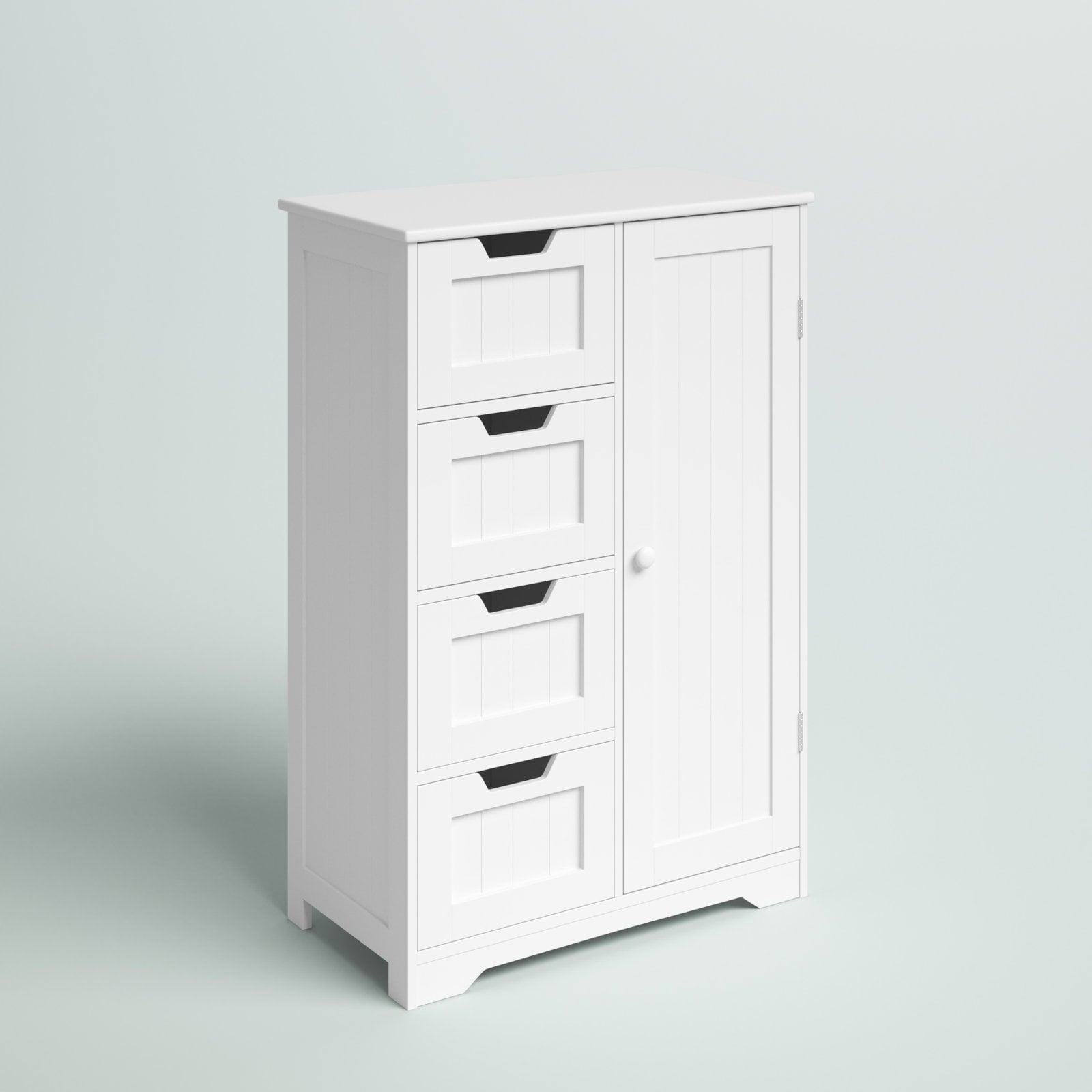 Homfa 4 Drawer Storage Cabinet, Wooden Cupboard Linen Bathroom Cabinet, White Finish