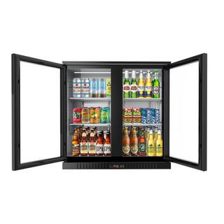 Koolmore 35 in. W 7.4 cu. ft. 2-Glass Door Counter Height Back Bar Cooler Refrigerator with LED Lighting in Black CT35-2S-BK