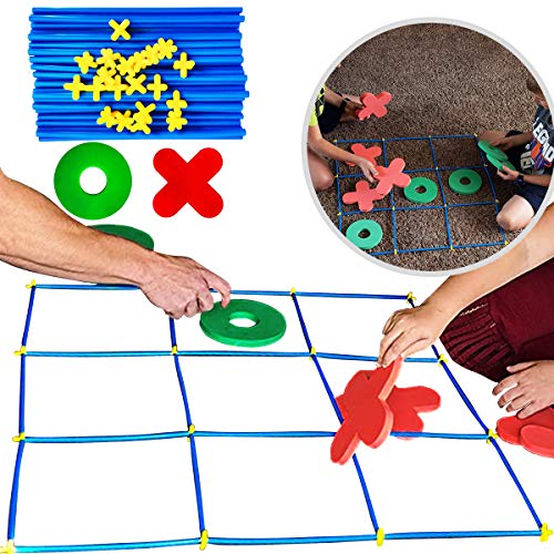 Jumbo Tic Tac Toe Game Set， Large Indoor Outdoor Games， Backyard Games for Kids and Adults， Outdoor Play Yard Games with Carry Bag for Family and Party