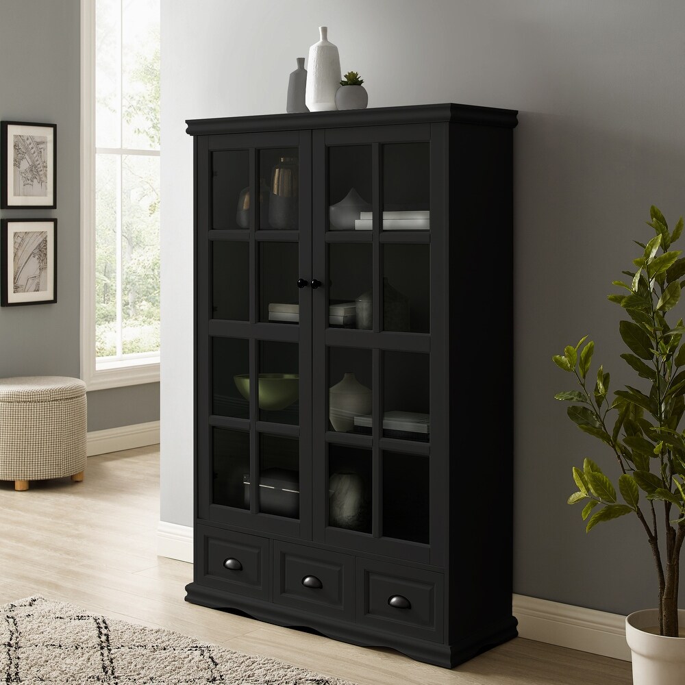 Storage Cabinet with Tempered Glass Doors