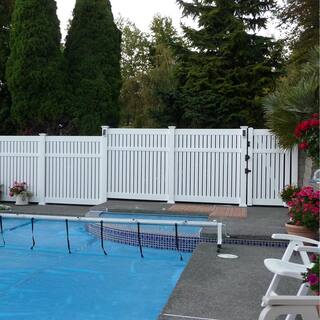 Weatherables Huntington 5 ft. H x 8 ft. W White Vinyl Semi-Privacy Fence Panel Kit PWSP-SEMI-5X8