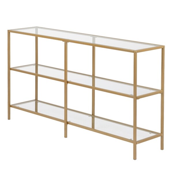 Metal Frame Console Table with Tempered Glass Living Room， Hallway