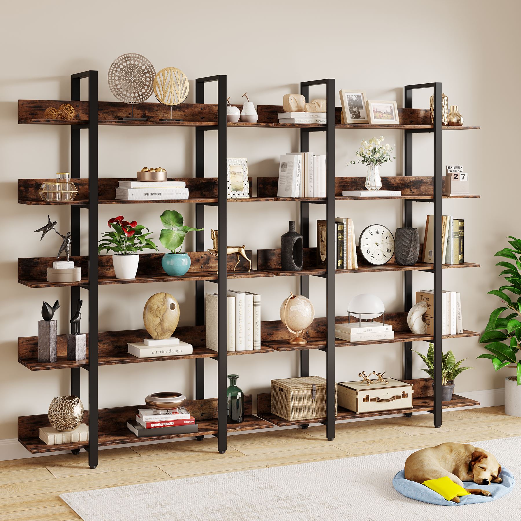 5-Shelf Bookshelf, Freestanding Etagere Bookcase Display Shelf