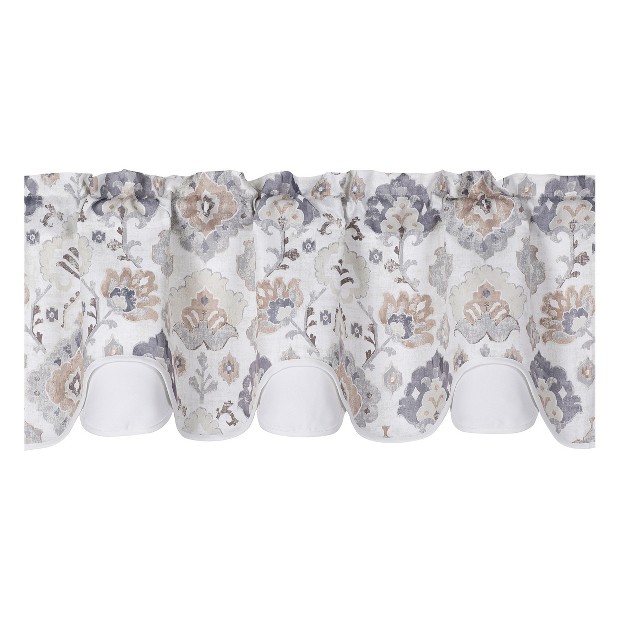 Kate Aurora Contemporary Influencer Water Color Damask Medallion Rod Pocket Window Valance