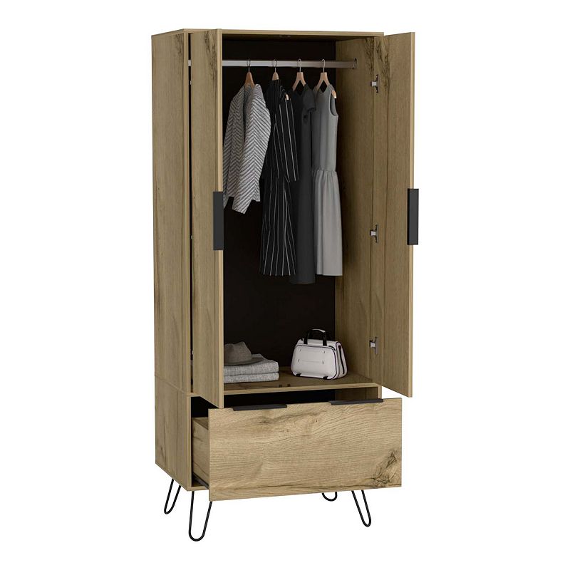 Nuvo Closet， Double Door Cabinet， One Drawer， Hairpin Legs