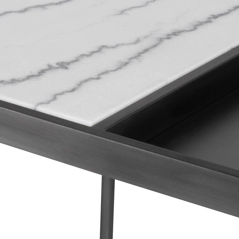 Cedric White Marble Side Table   Transitional   Side Tables And End Tables   by Virgil Stanis Design  Houzz