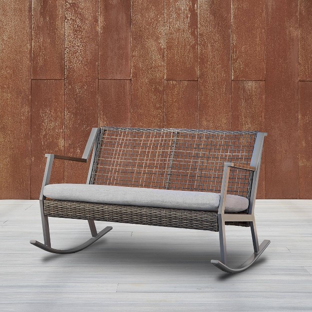 Calvin Two Seat Rocker Gray Real Flame