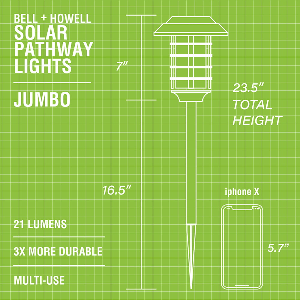 Bell + Howell Solar Pathway Lights， Bright White and Flickering Flame Solar Torches Waterproof Outdoor Lighting， 8 Pack