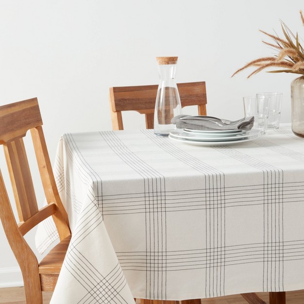 Cotton Open Plaid Tablecloth Black