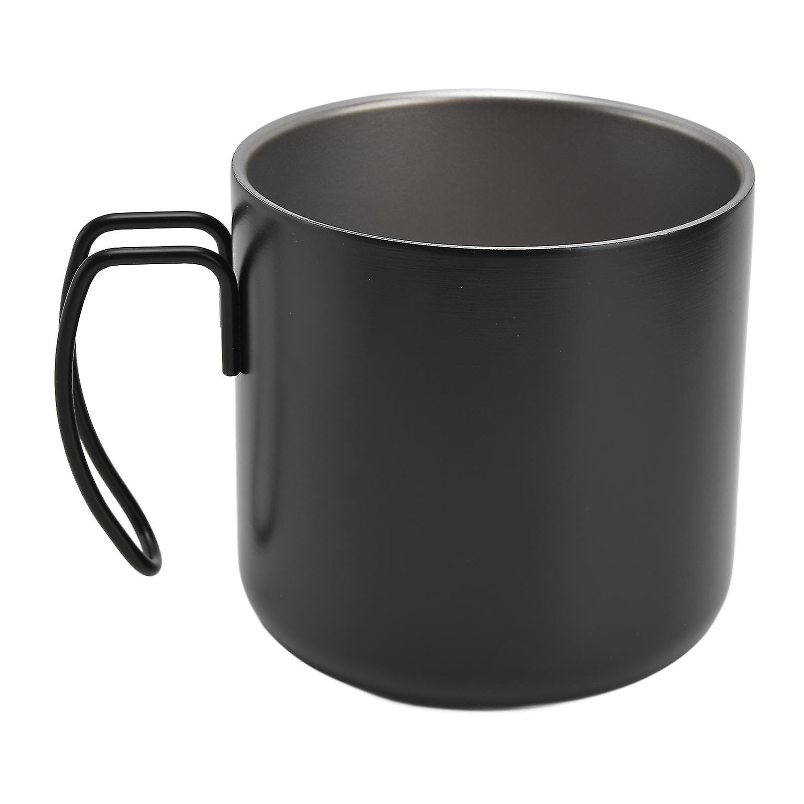 Coffee Mug Stainless Steel 400ml Durable Practical Portable Water Cup with Handle for Home Office RestaurantBlack (Without Lid) 400ml