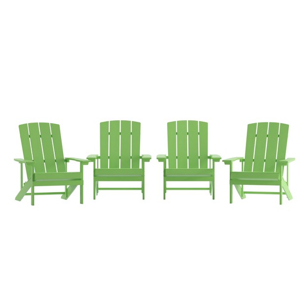 Merrick Lane Set Of 4 All weather Poly Resin Wood Adirondack Chairs