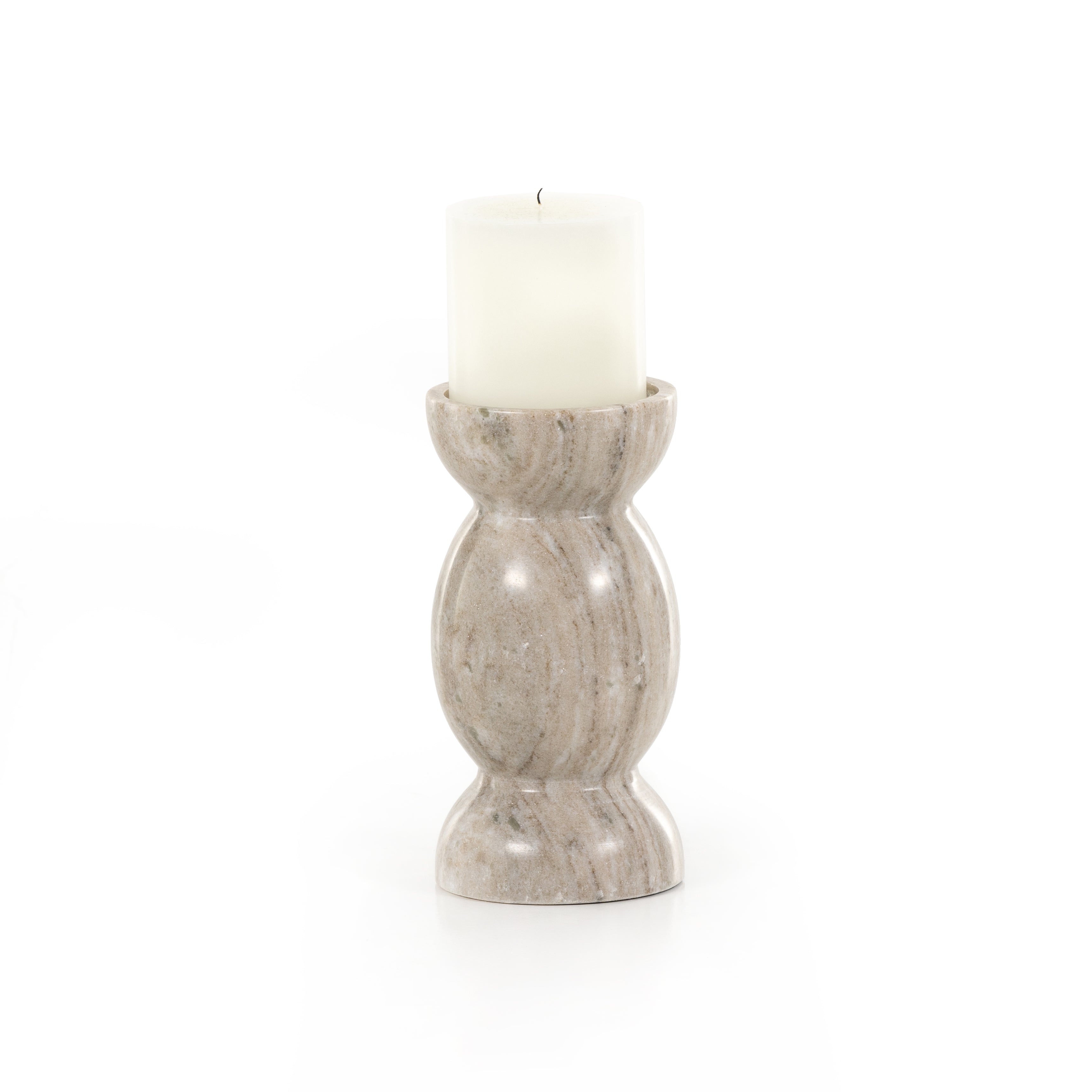 Kivu Pillar Candle Holder, Set Of 2 - Grey