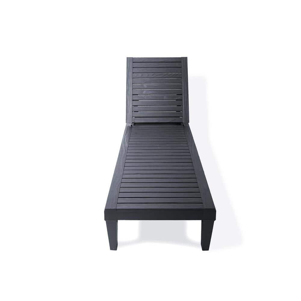 DUKAP OSLO Black Composite Outdoor Reclining Chaise Lounger ODKOSL-BLK