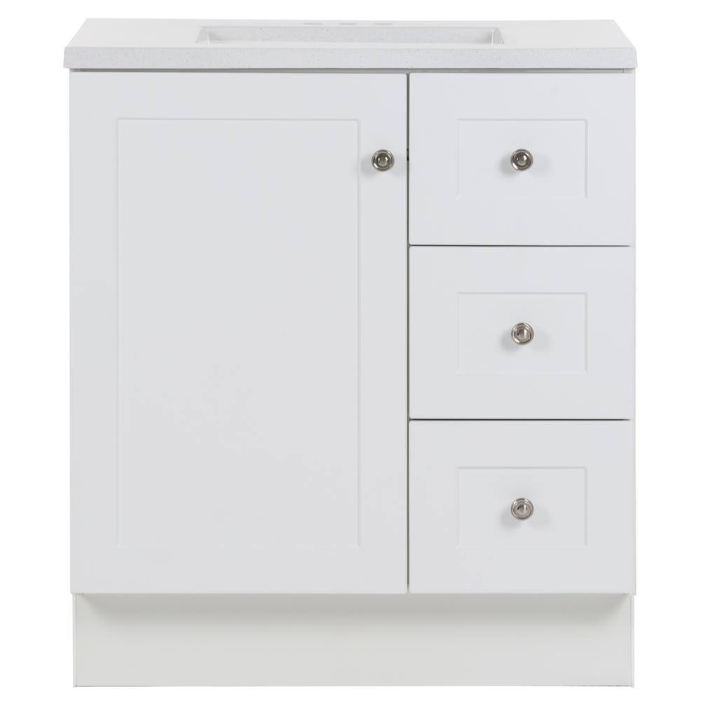 Glacier Bay Bannister 30.50 in. W x 18.75 in. D x 35.14 in. H Bath Vanity in White with White Top BA30P2-WH