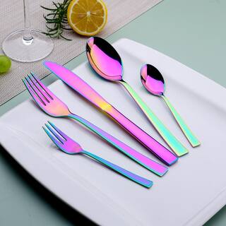 Velaze 30-Piece Colorful 188 Stainless Steel Flatware Set Knife Fork Spoon Set (Service for 6) VLZ-FW-D30C