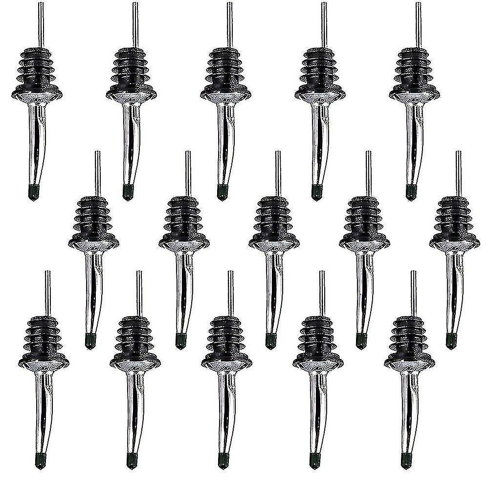 15 Pcs Stainless Steel Liquor Bottle Speed Pourers Tapered Spout With Rubber Dust Caps Perfect For P