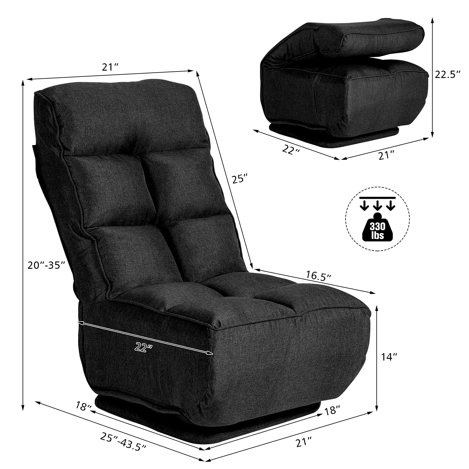 Giantex 360-Degree Swivel Lazy Sofa Floor Chair w/ 6 Adjustable Positions