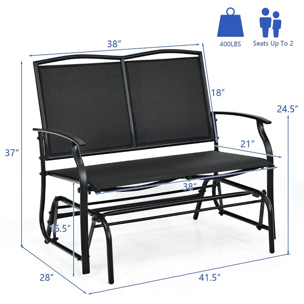 Costway Patio Glider Rocking Bench Double 2 Person Chair Loveseat Garden Grey black