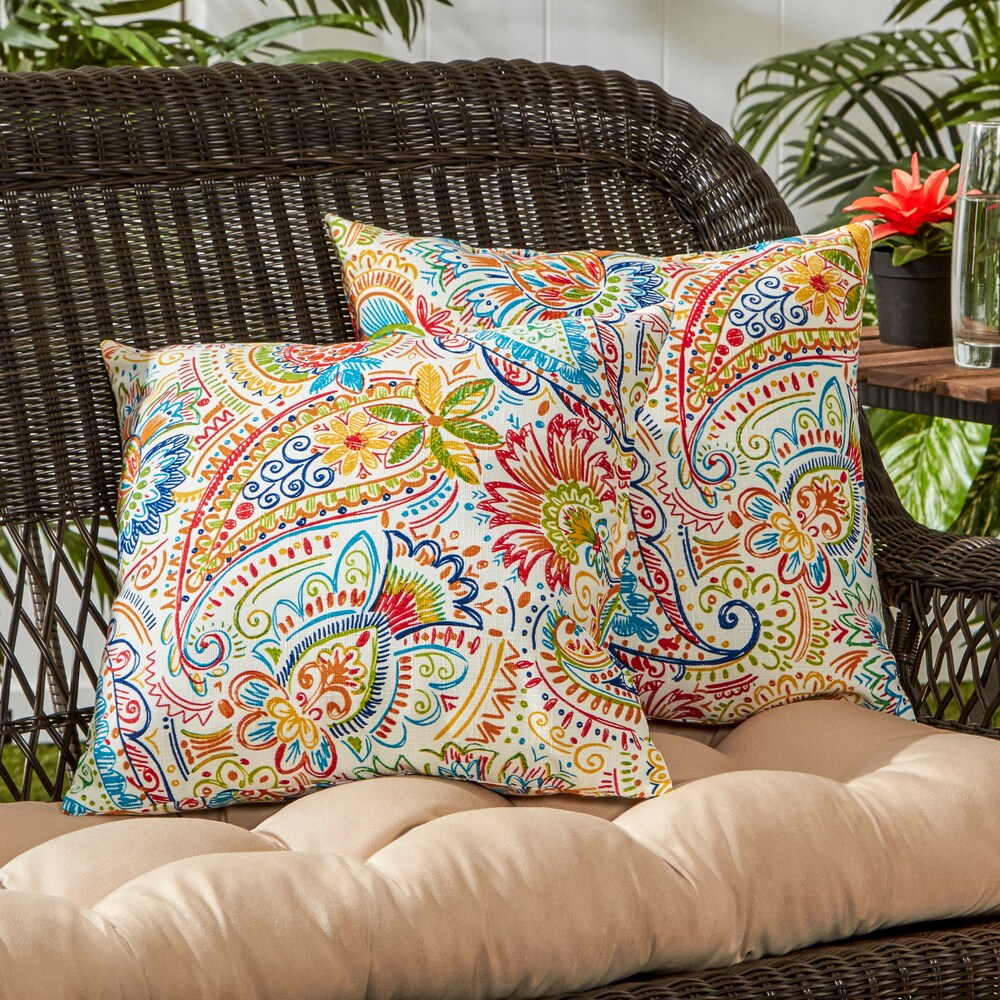 Christiansen Paisley Outdoor Throw Pillow (Set of 2) by Havenside Home   17w x 17l