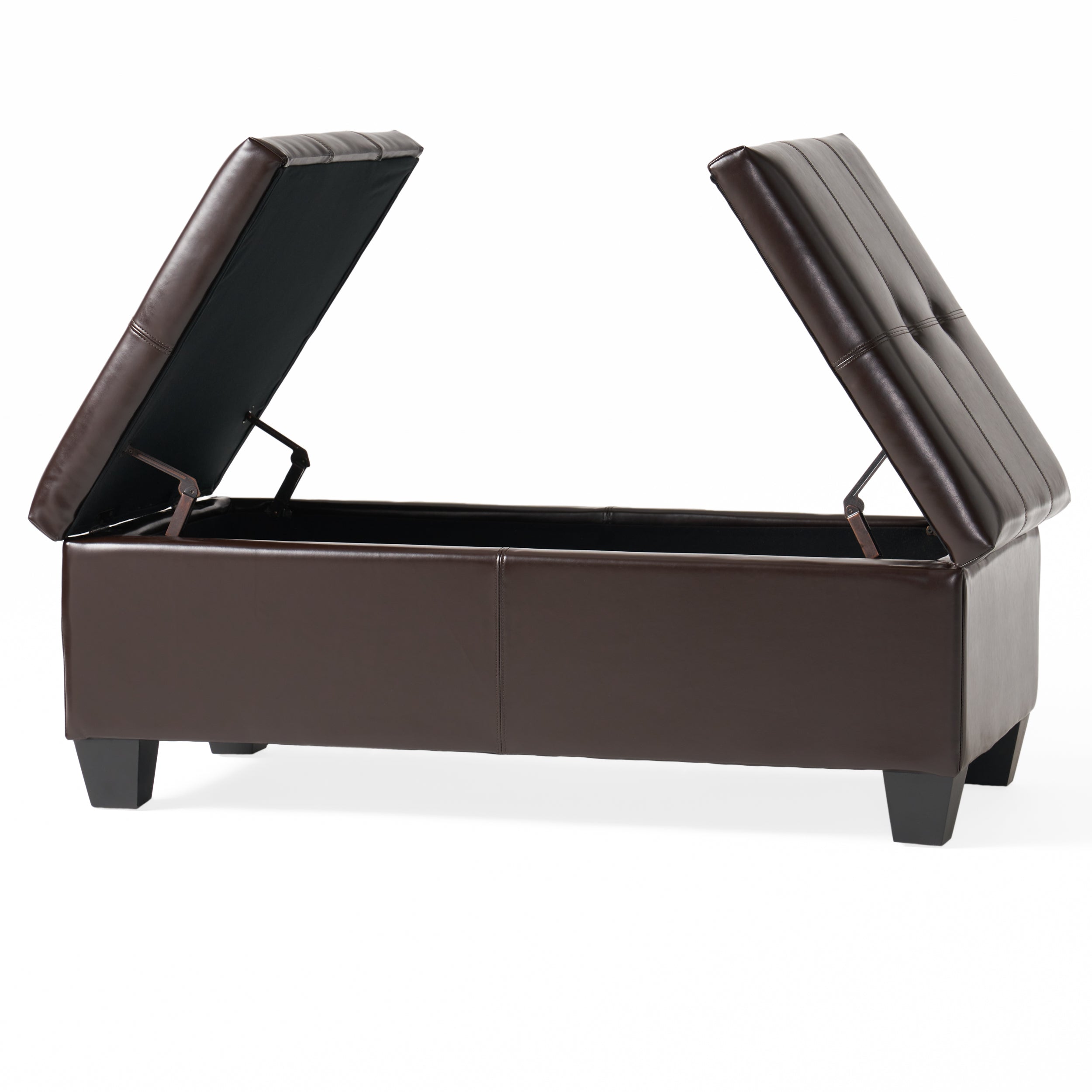 Alpine Leather Storage Ottoman Coffee Table