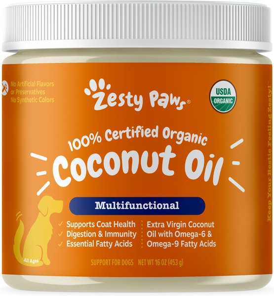 Zesty Paws Coconut Oil Coconut Flavored Liquid Skin and Coat Supplement for Dogs