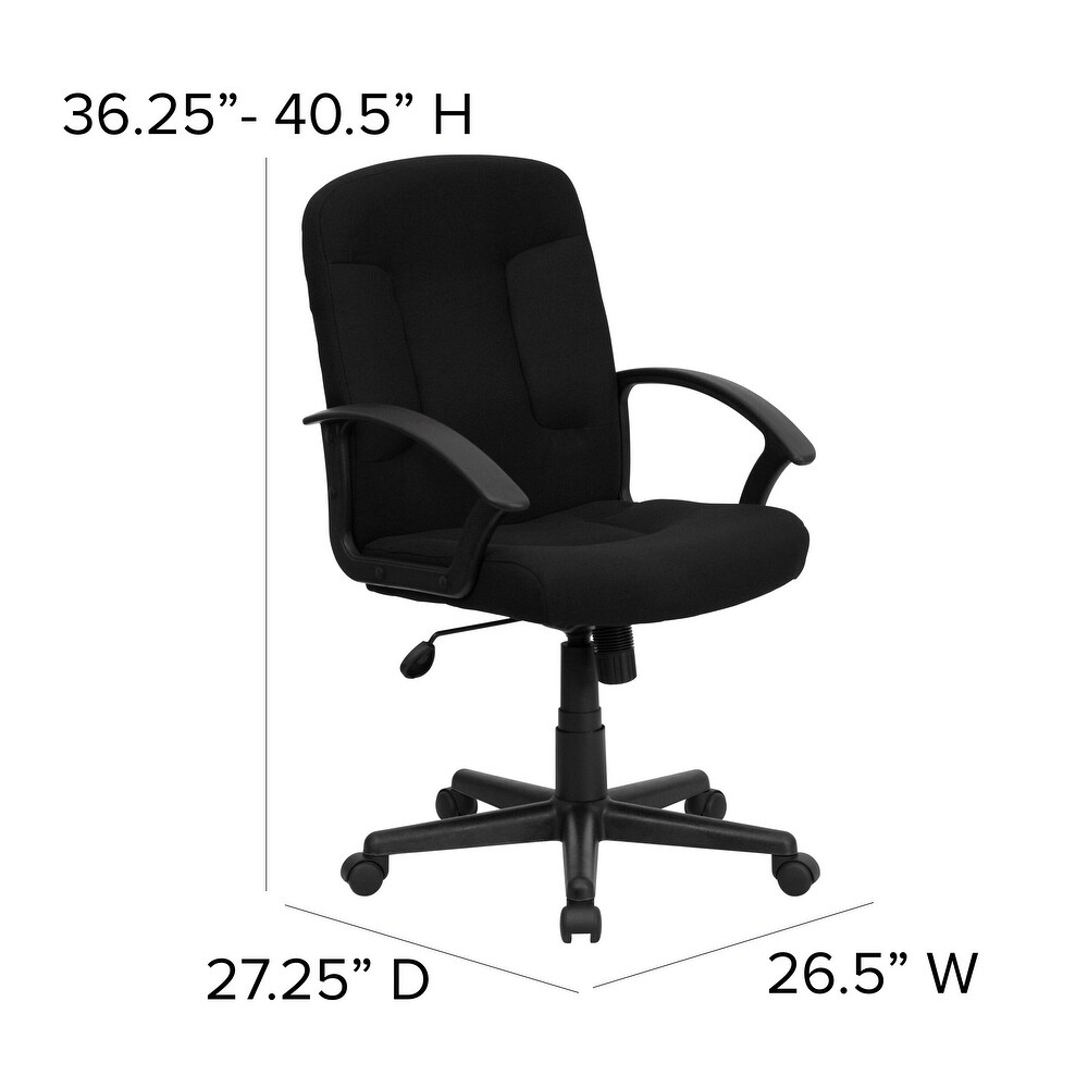 Mid Back Fabric Executive Swivel Office Chair with Nylon Arms