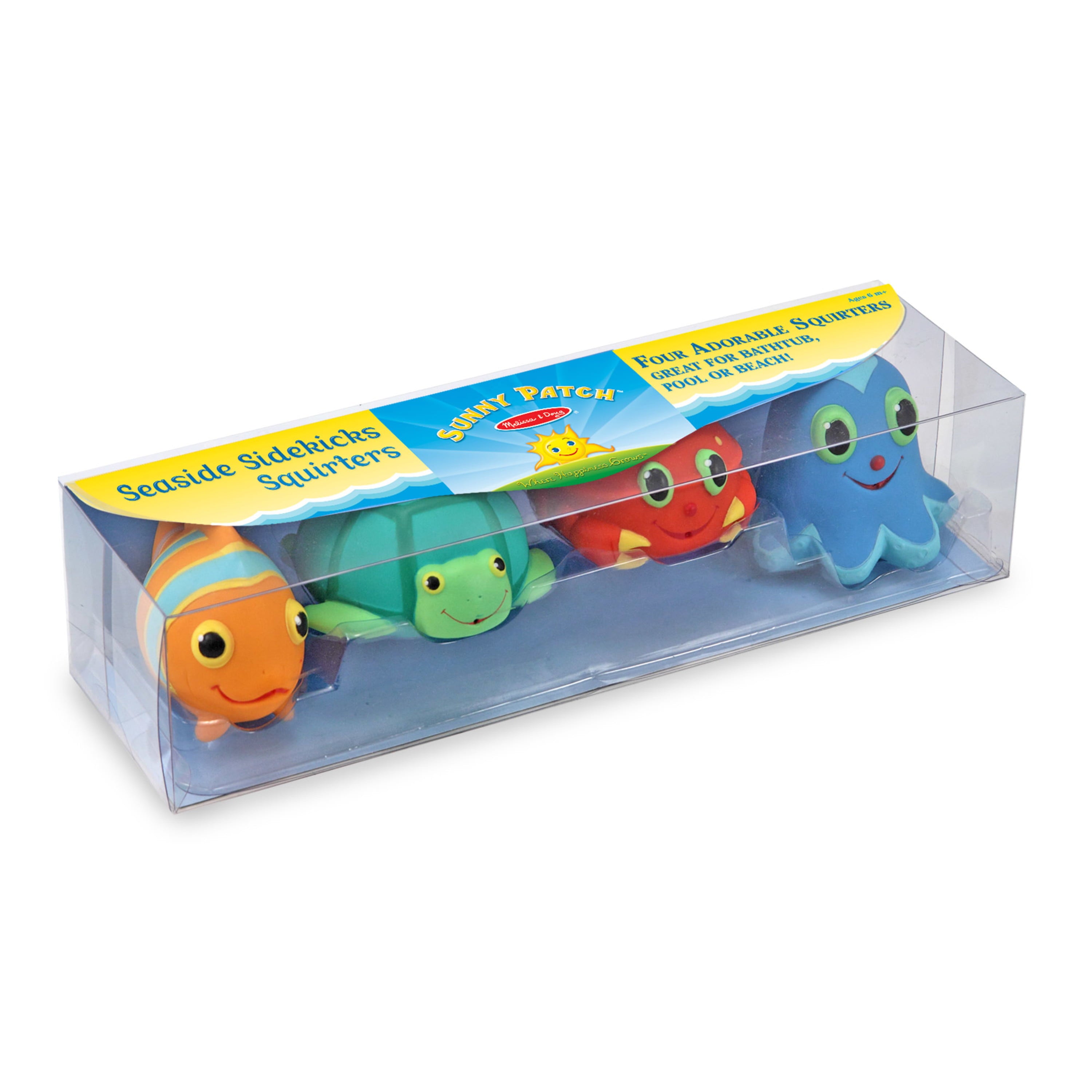 Melissa and Doug Sunny Patch Seaside Sidekicks Squirters With 4 Squeeze-and-Squirt Animals - Water Toys for Kids