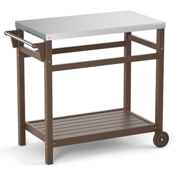 Outdoor Prep Cart Dining Table for Pizza Oven，Patio Grilling Backyard BBQ Grill