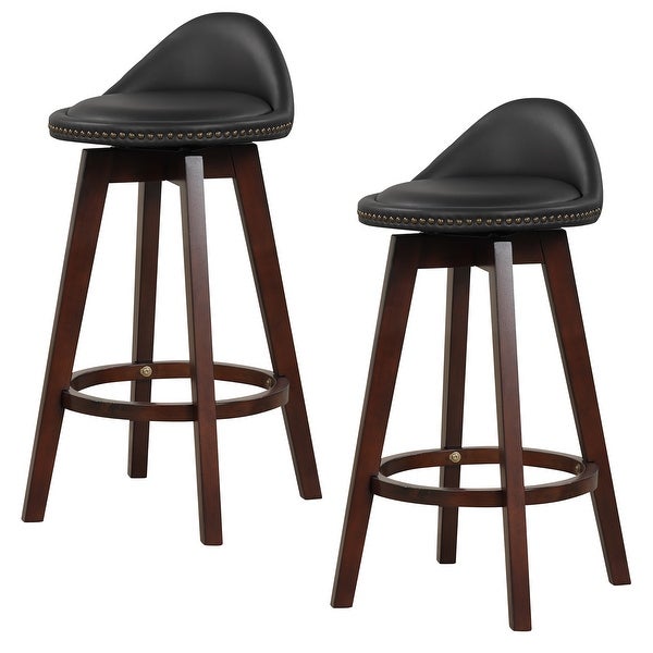 Gymax Set of 4 Swivel Bar Stools 29'' Bar Height Stools w/ PVC Leather