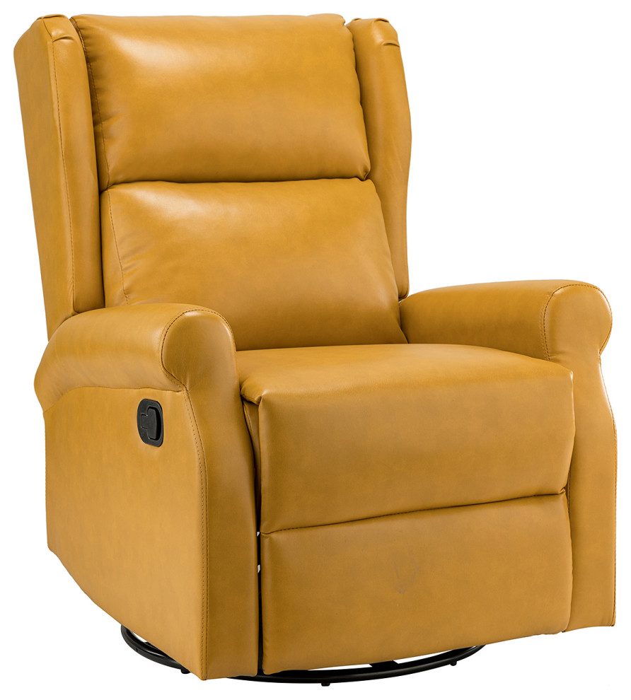 Comfy Faux Leather Manual Swivel Recliner With Metal Base   Contemporary   Recliner Chairs   by Karat Home  Houzz