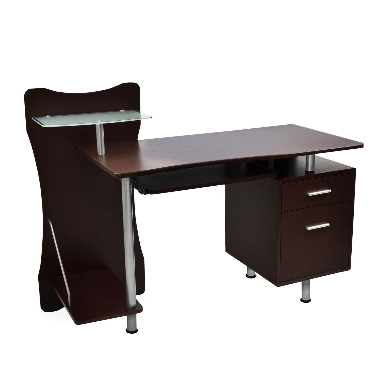 Techni Mobili Stylish Computer Desk with Storage， Chocolate