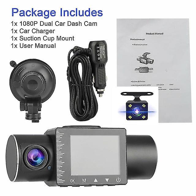 2 Inch Hd 1080p Hidden Driving Recorder Car 3lens Car Dvr，three Channels With Ir Night Vision Car Camera Sd Card  Dashboard