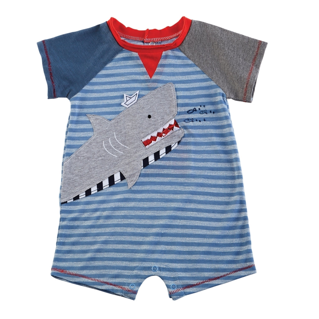 Shark Zipper Mouth Shortall Onesie